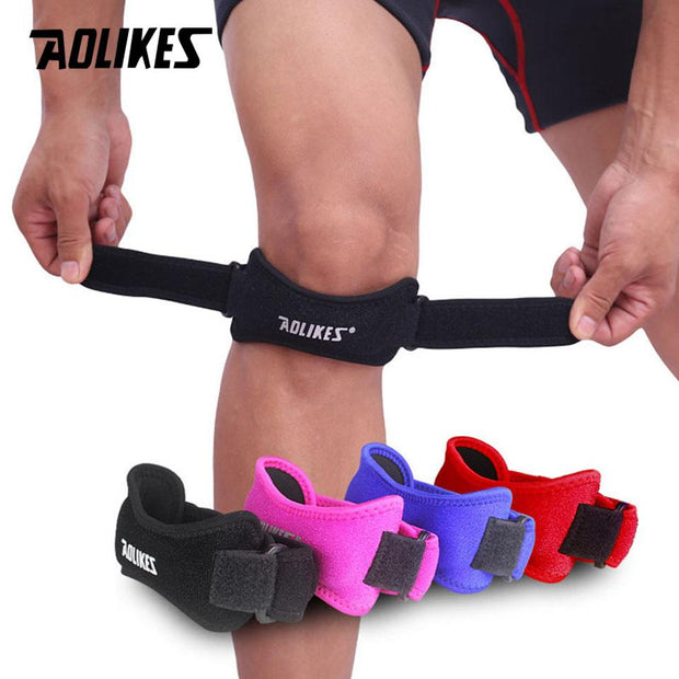 Aolikes 1PCS Adjustable Knee Patellar Tendon Support Strap Band Support Brace Pads for Running basketball Outdoor Sport