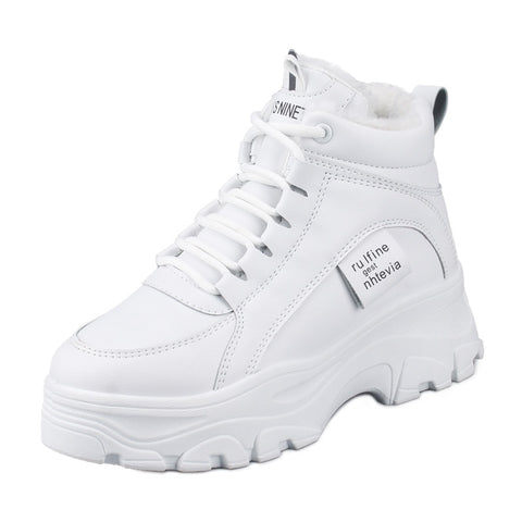 Women's casual sneakers; winter sneakers with plush fur; warm women's shoes; women's shoes with lacing; women's shoes on